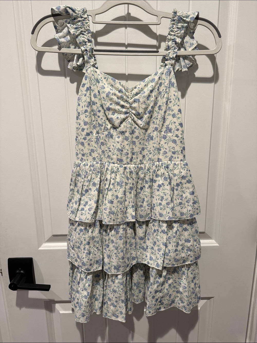 Altar'd State Blue Floral Tiered Ruffle Dress